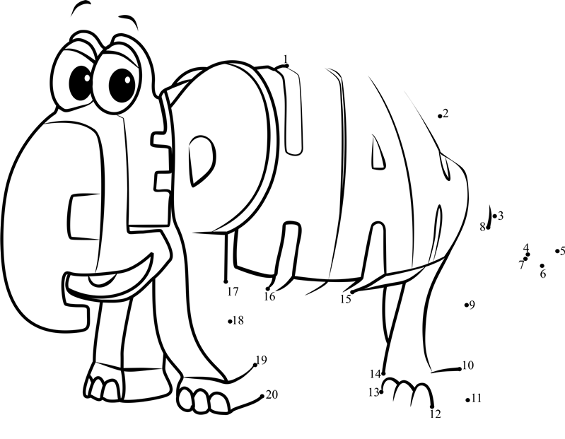 Elephant-From-Wordworld-Dot-To-Dot printable dot to dot worksheet