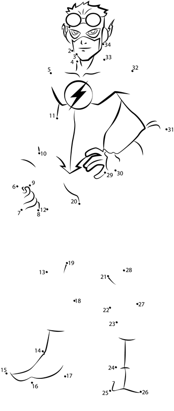 Kid-Flash-From-Young-Justice-Dot-To-Dot printable dot to dot worksheet