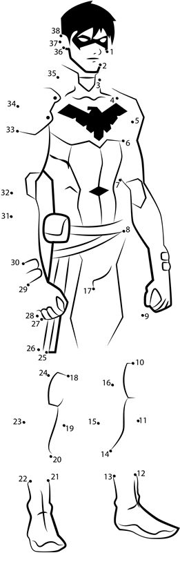 Nightwing-From-Young-Justice-Dot-To-Dot printable dot to dot worksheet