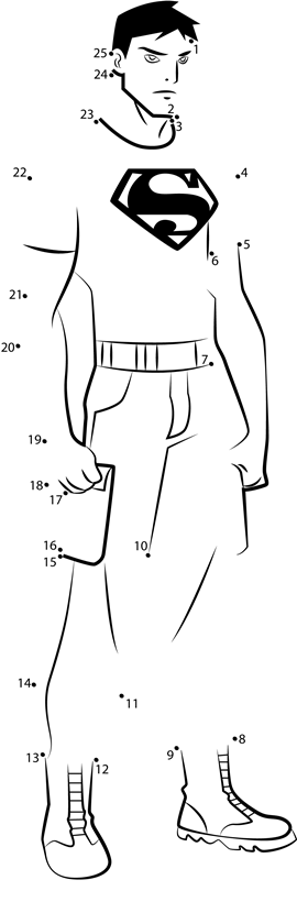 Superboy-From-Young-Justice-Dot-To-Dot dot to dot worksheets