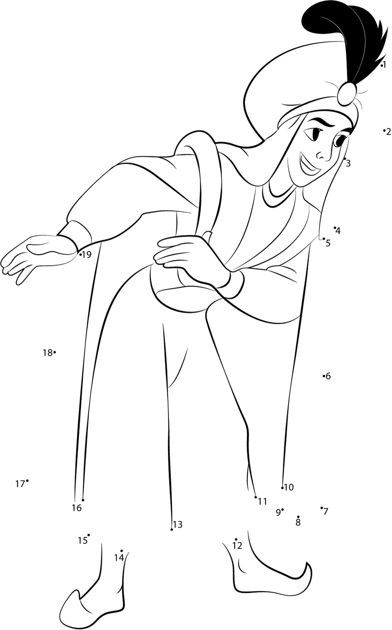 Aladdin-Bow-Dot-To-Dot printable dot to dot worksheet