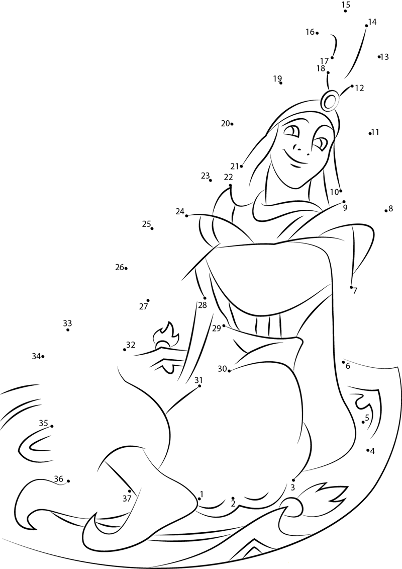 Happy Aladdin printable dot to dot worksheet