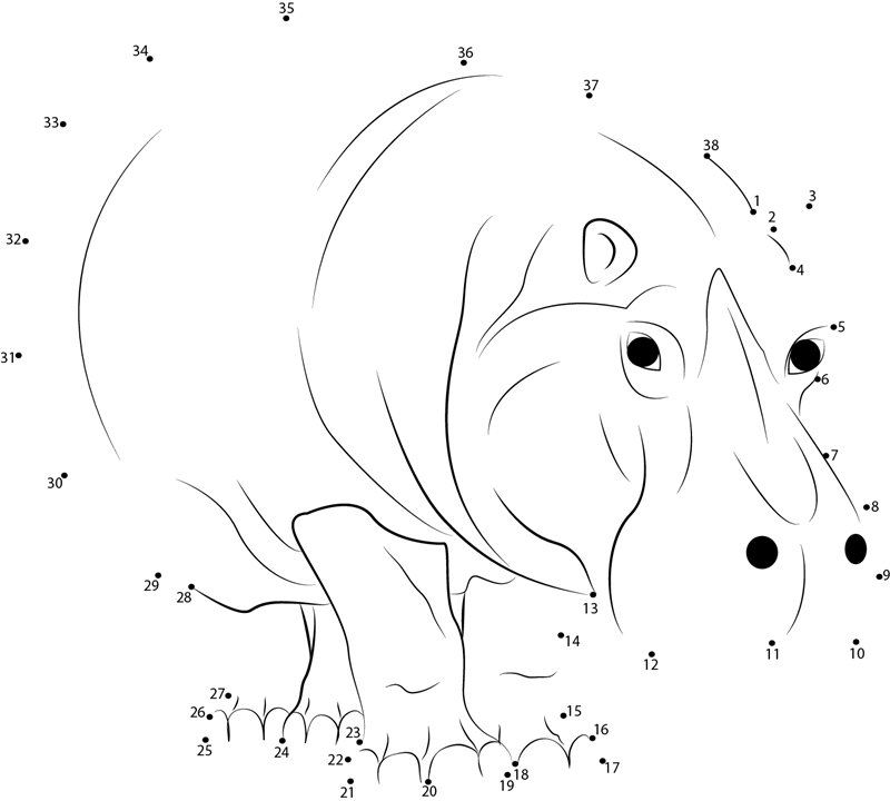 Hippopotamus Walking printable dot to dot worksheet