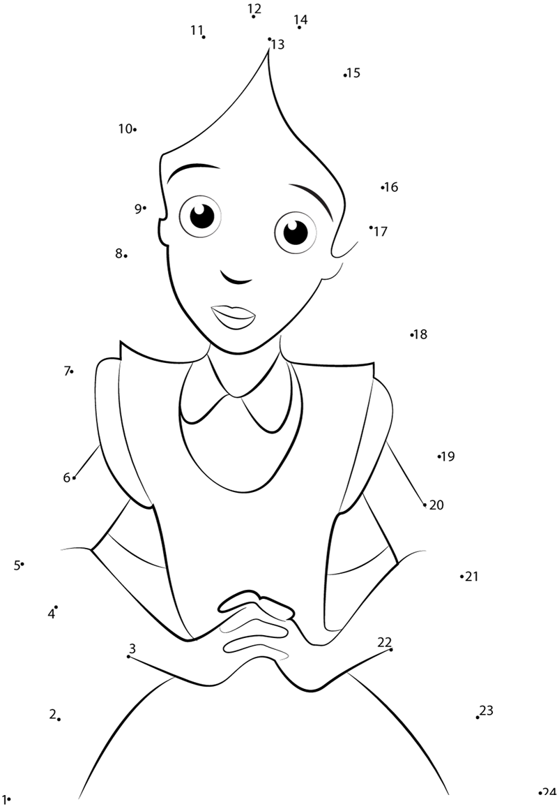 Beautiful-Alice-Dot-To-Dot printable dot to dot worksheet