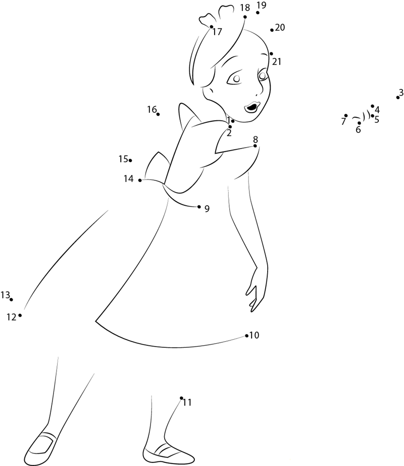 Disney Princess Alice printable dot to dot worksheet