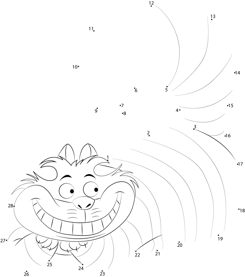 The-Cheshire-Cat-Dot-To-Dot printable dot to dot worksheet