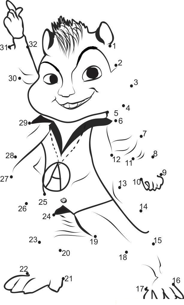 Alvin Dancing printable dot to dot worksheet