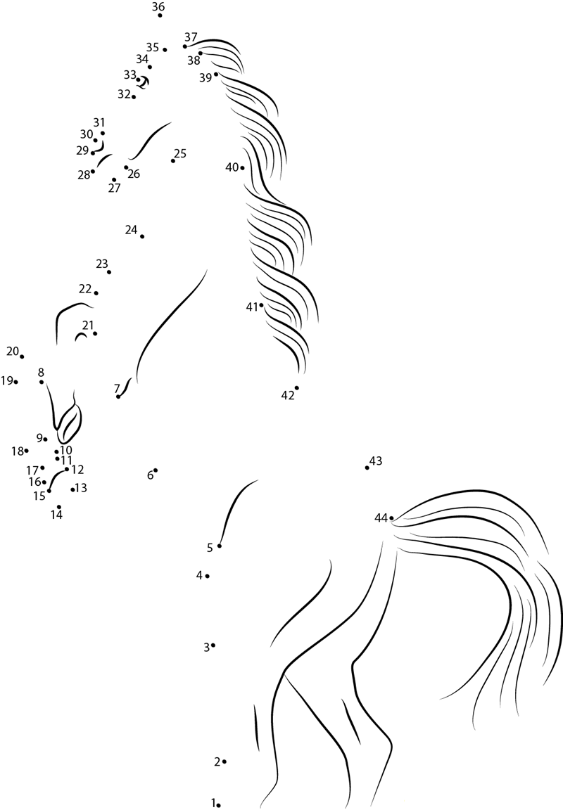 Beautiful Horse printable dot to dot worksheet