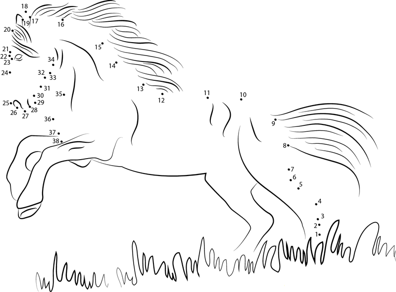 Black Horse printable dot to dot worksheet