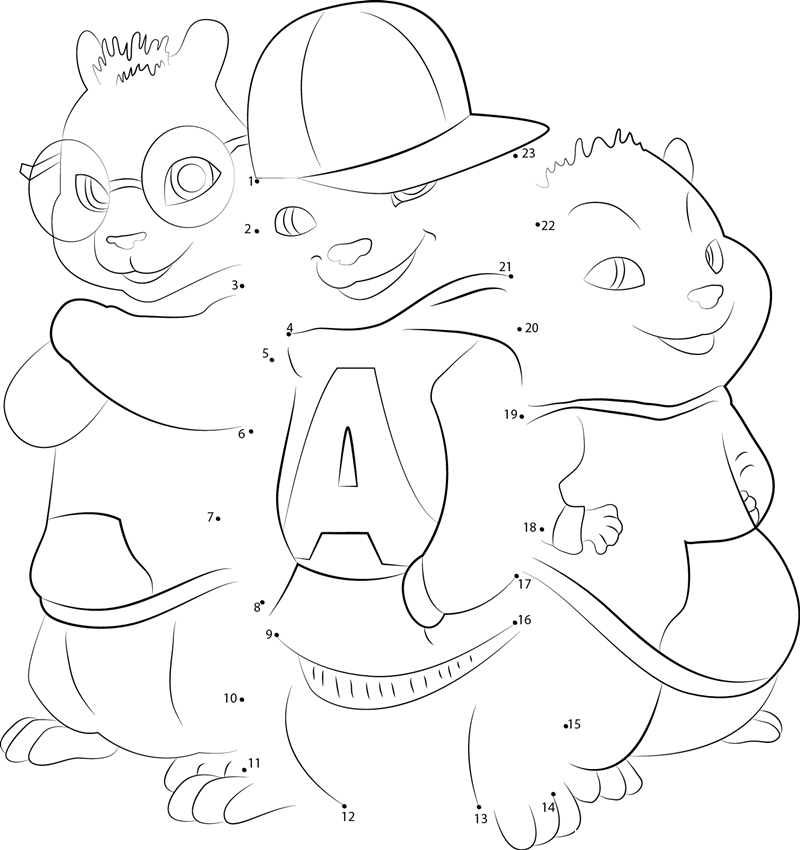 The Chipmunks printable dot to dot worksheet