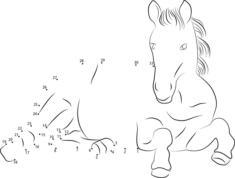 Horse printable dot to dot worksheet