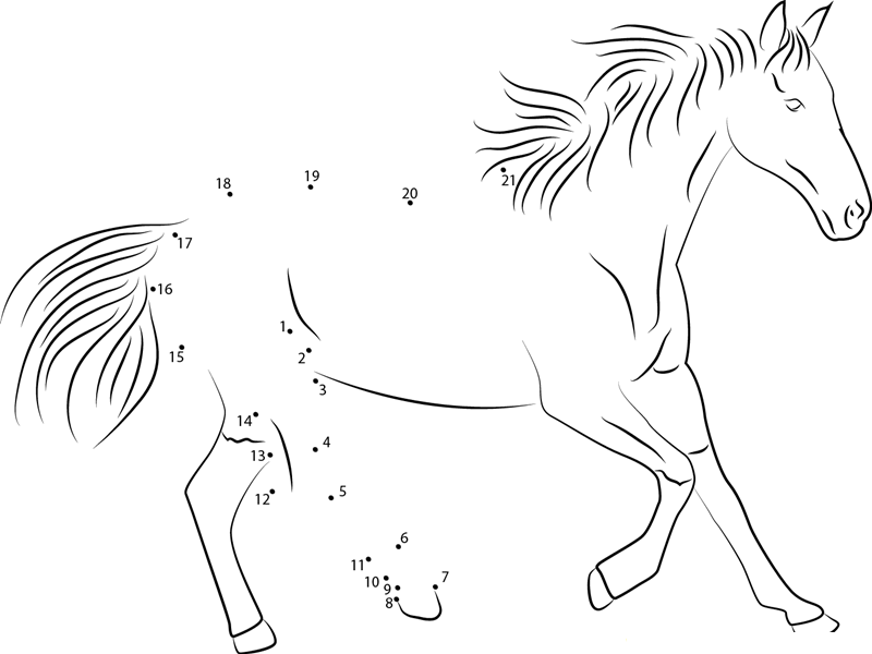 Horse Look printable dot to dot worksheet