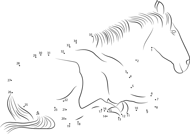 Horse Relaxing dot to dot worksheets