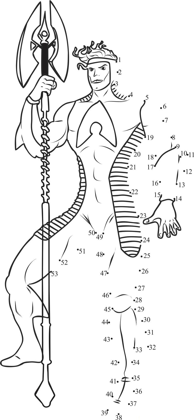 Brave Aquaman printable dot to dot worksheet