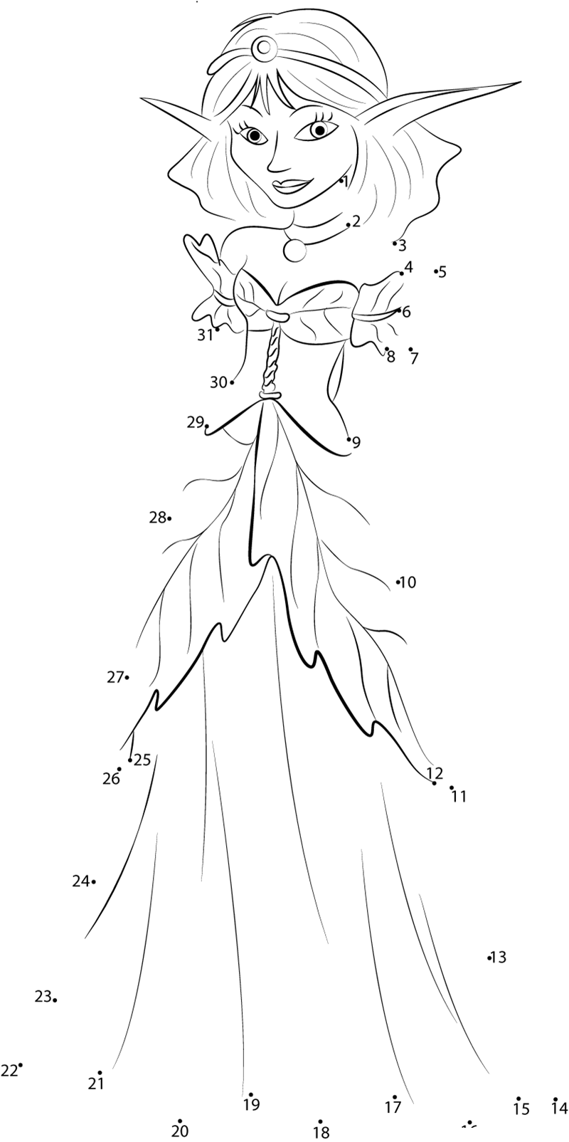 Princess-Selenia-1-Dot-To-Dot printable dot to dot worksheet