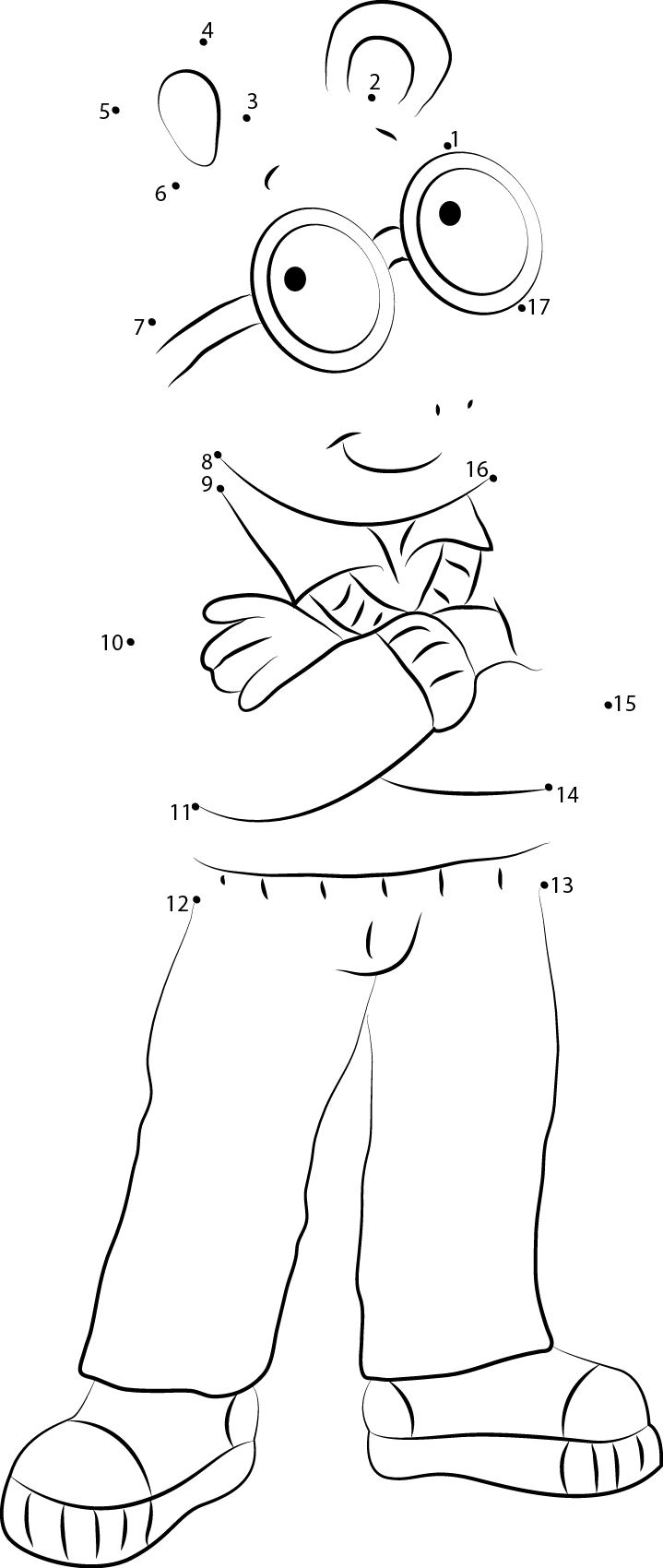 Arthur Looking Up printable dot to dot worksheet