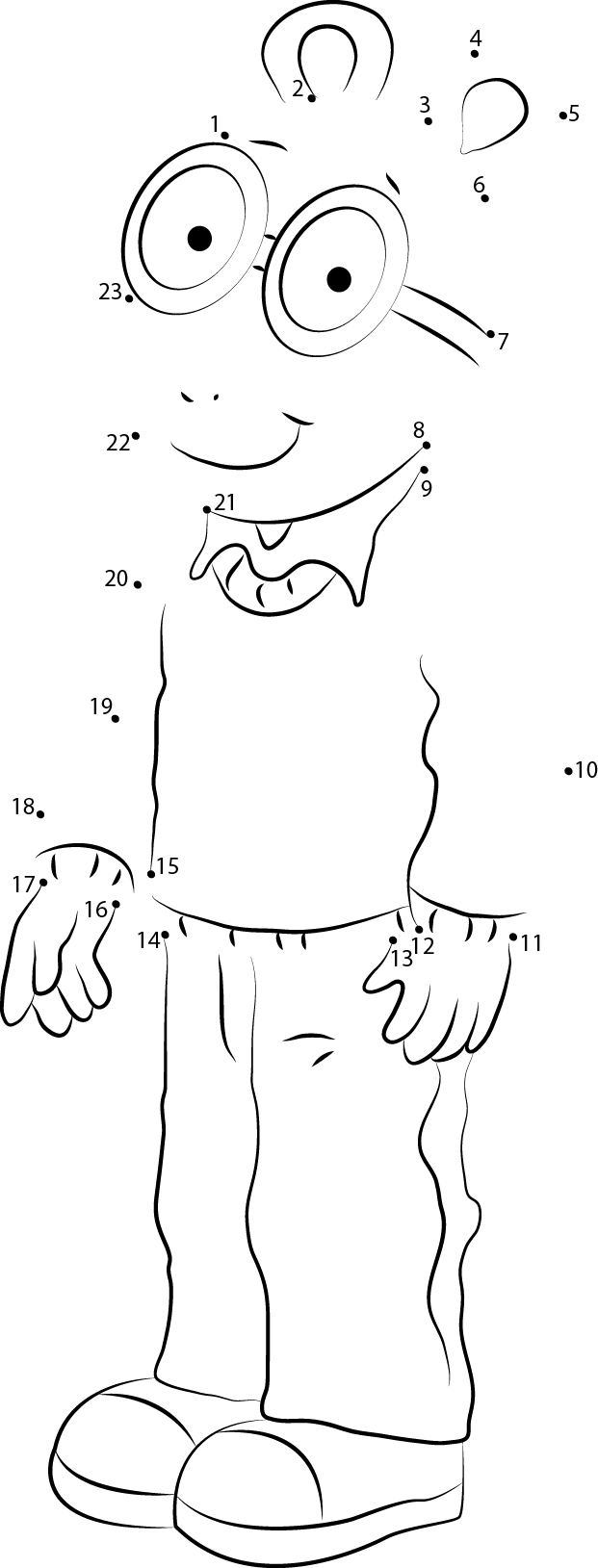 Arthur Smiling printable dot to dot worksheet