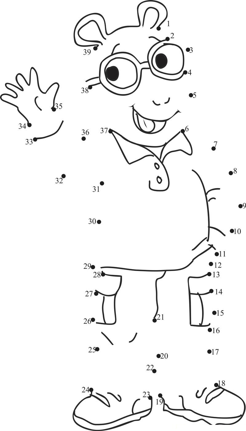 Sweet Arthur printable dot to dot worksheet