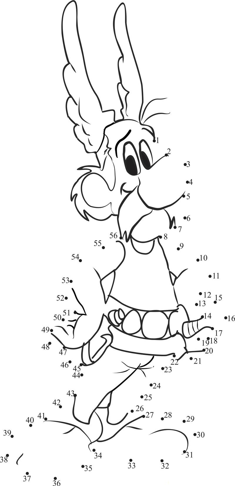 Asterix printable dot to dot worksheet