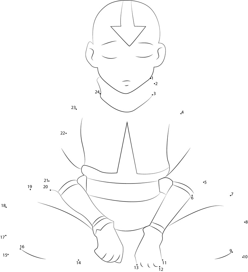 Aang-1-Dot-To-Dot printable dot to dot worksheet