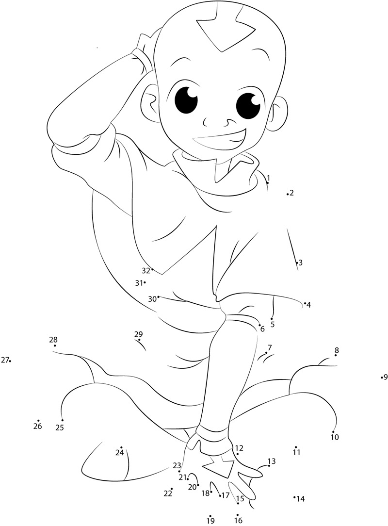 Aang-Confused-Dot-To-Dot printable dot to dot worksheet