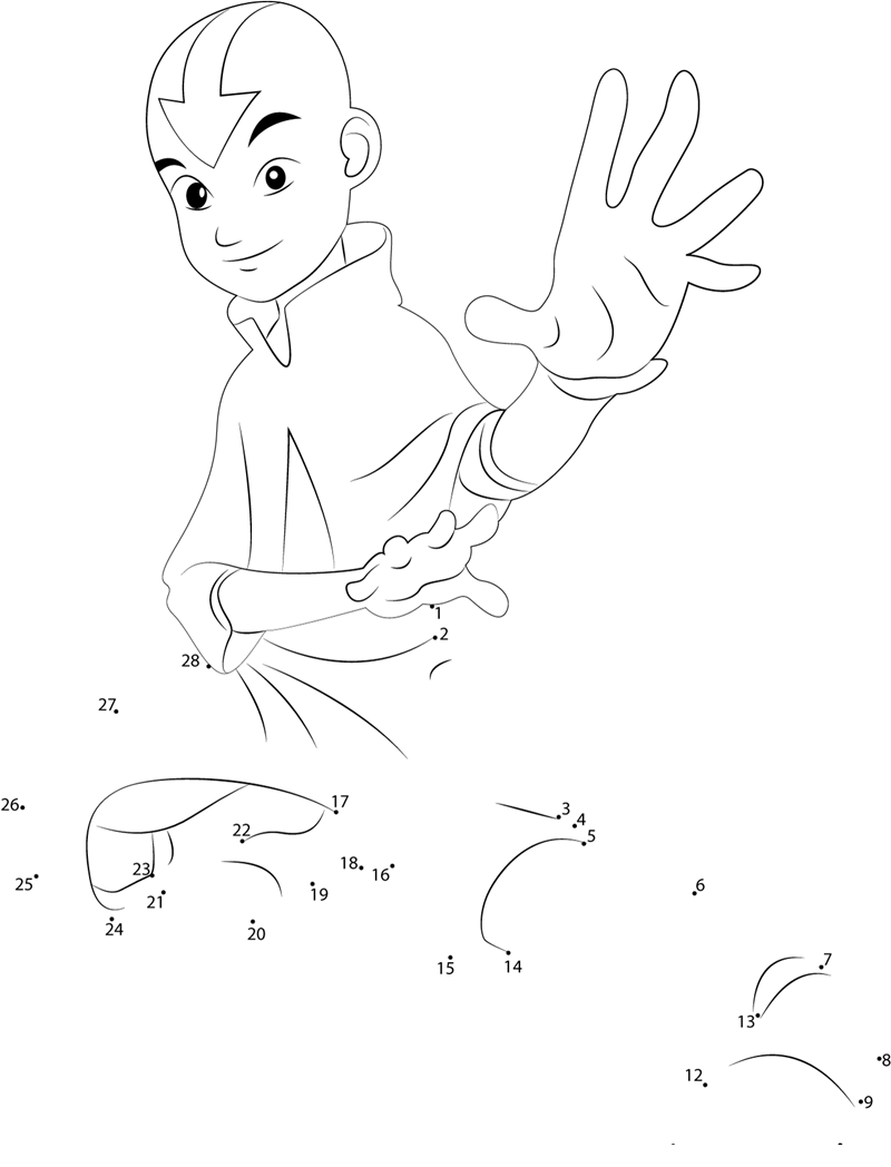 Aang-Fight-Dot-To-Dot printable dot to dot worksheet