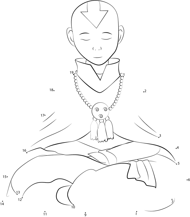 Aang-Meditating-Dot-To-Dot printable dot to dot worksheet