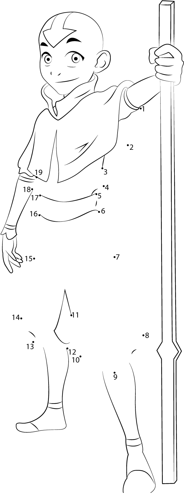 Aang-Standing-Dot-To-Dot printable dot to dot worksheet