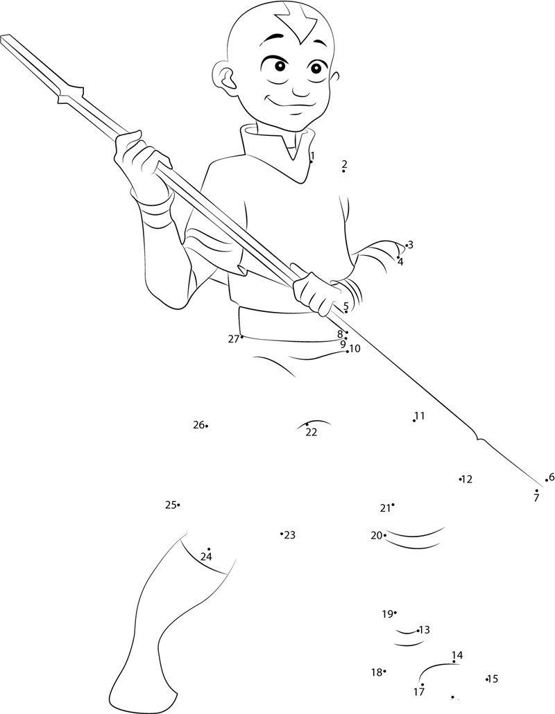 Aang-The-Last-Airbender-Dot-To-Dot printable dot to dot worksheet