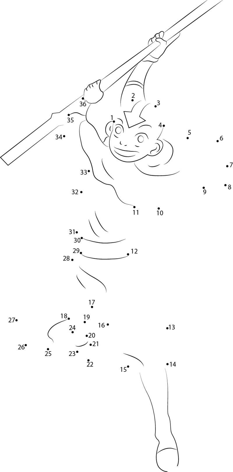 Aang printable dot to dot worksheet