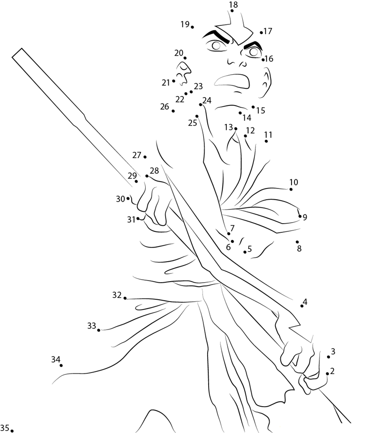 Angry Aang printable dot to dot worksheet