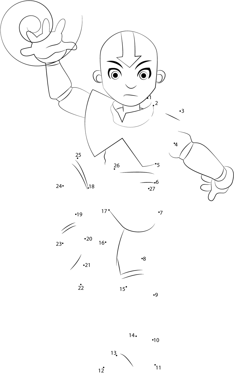 Avatar-Aang-Dot-To-Dot printable dot to dot worksheet