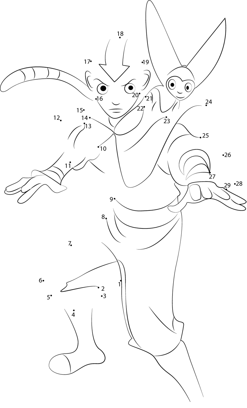 Avatar-With-Momo-Dot-To-Dot printable dot to dot worksheet