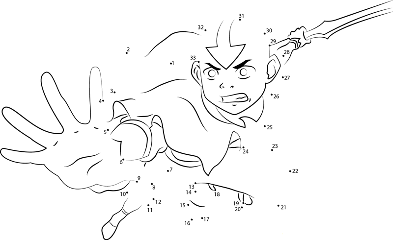 Avatar The Legend Of Aang printable dot to dot worksheet