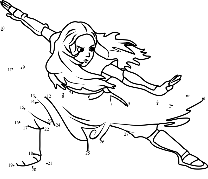 Katara-From-Avatar-The-Last-Airbender-Dot-To-Dot printable dot to dot worksheet