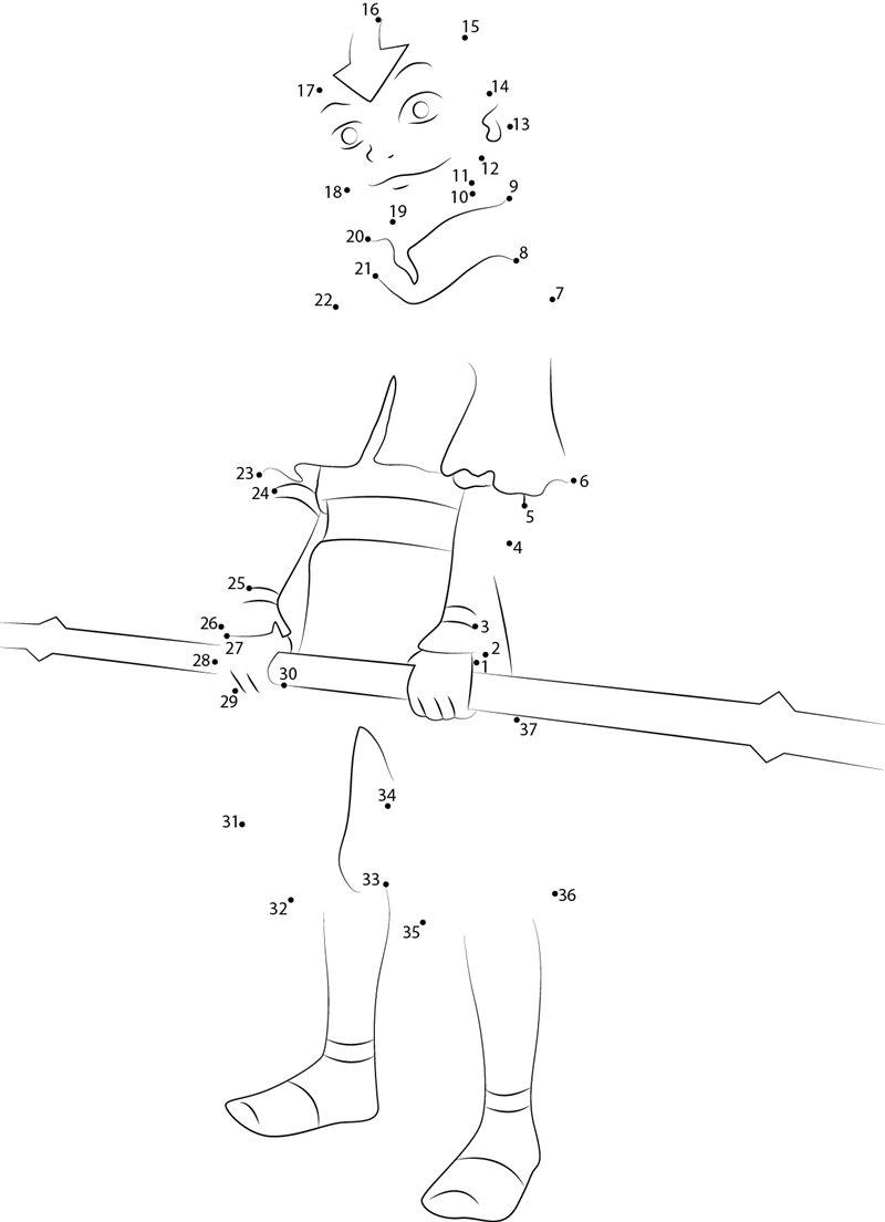 Last Airbender printable dot to dot worksheet