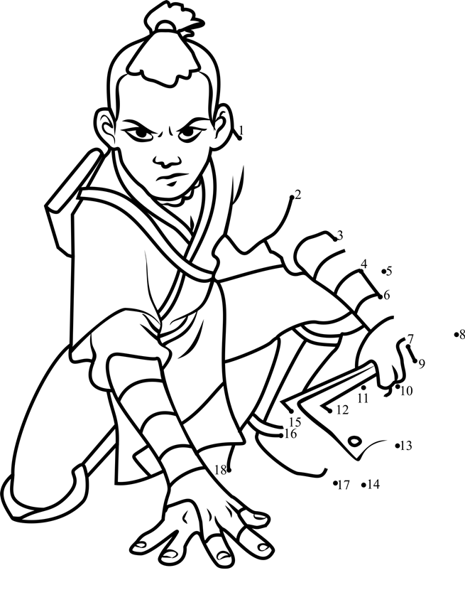 Sokka-From-Avatar-The-Last-Airbender-Dot-To-Dot printable dot to dot worksheet