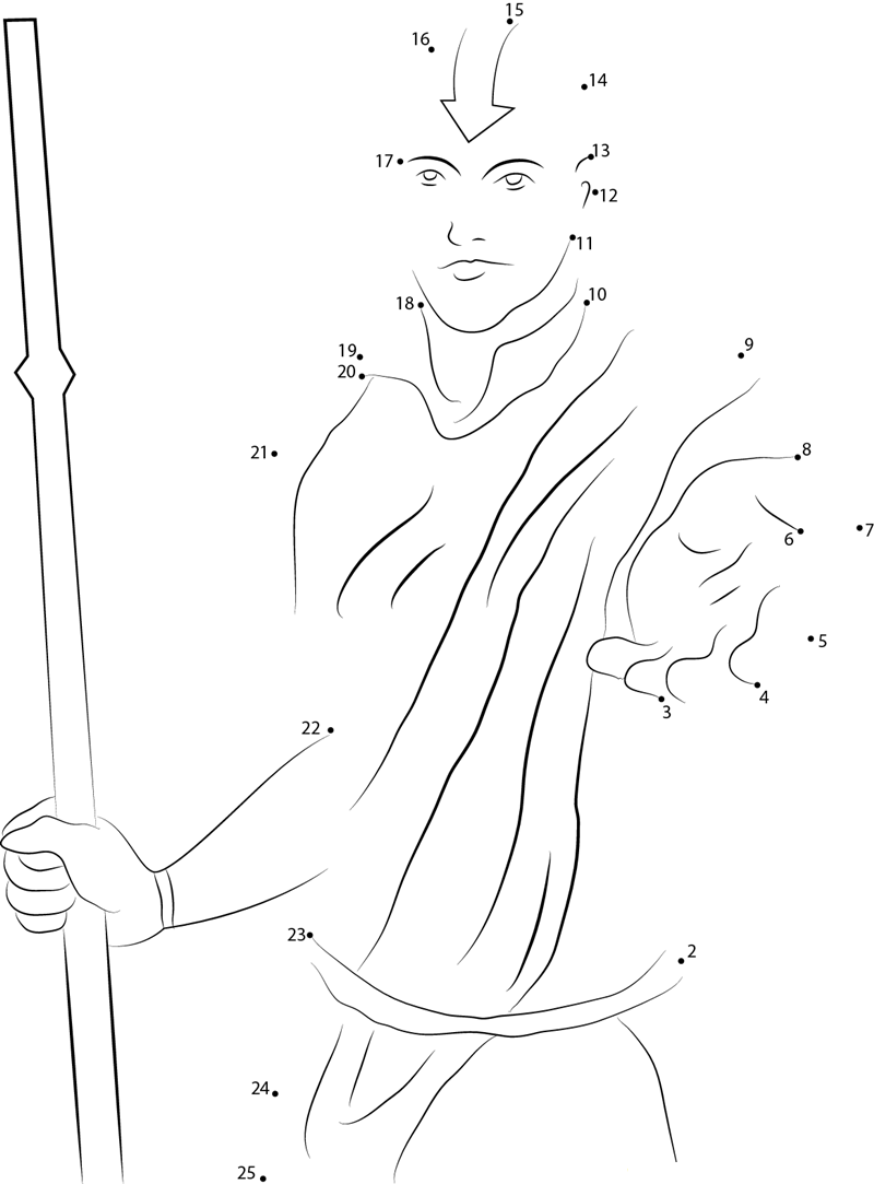 Standing Aang printable dot to dot worksheet