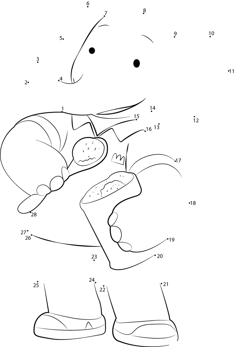 Babar-Eating-Dot-To-Dot printable dot to dot worksheet