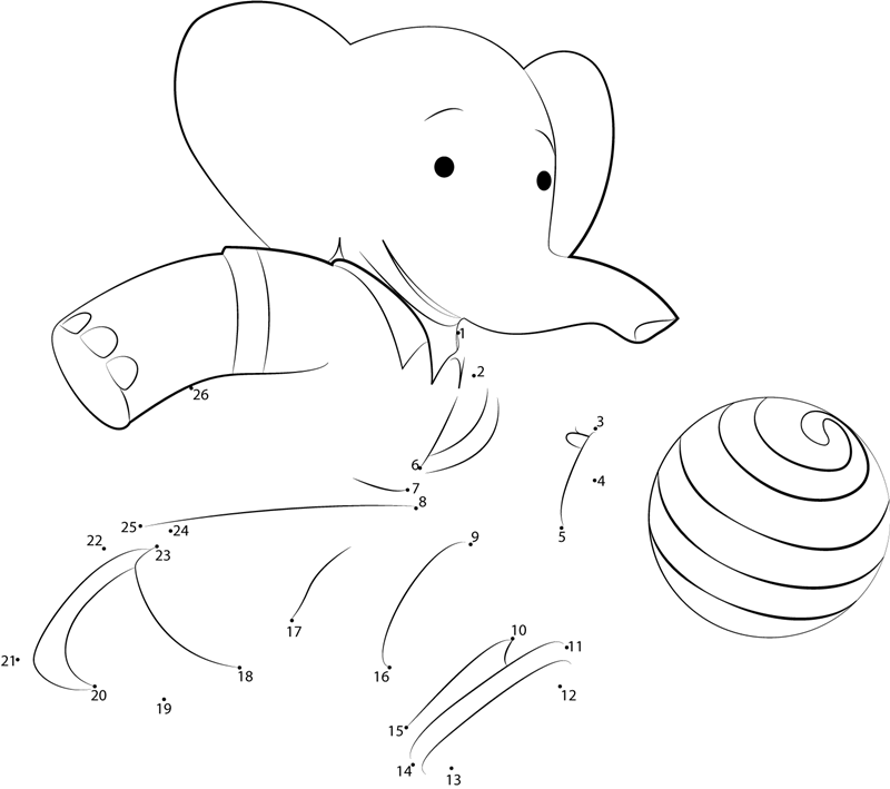 Babar-Playing-Footbal-Dot-To-Dot printable dot to dot worksheet