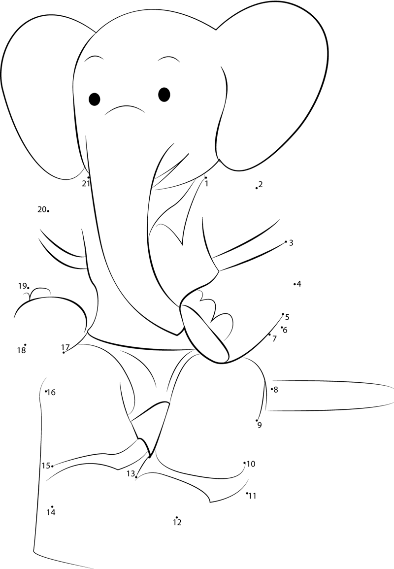 Babar-Resting-Dot-To-Dot printable dot to dot worksheet