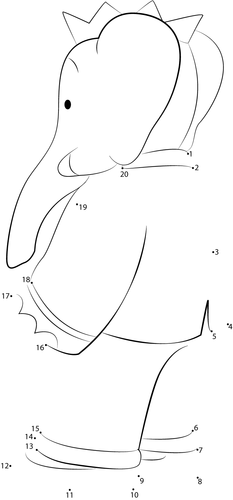 King-Babar-Dot-To-Dot printable dot to dot worksheet