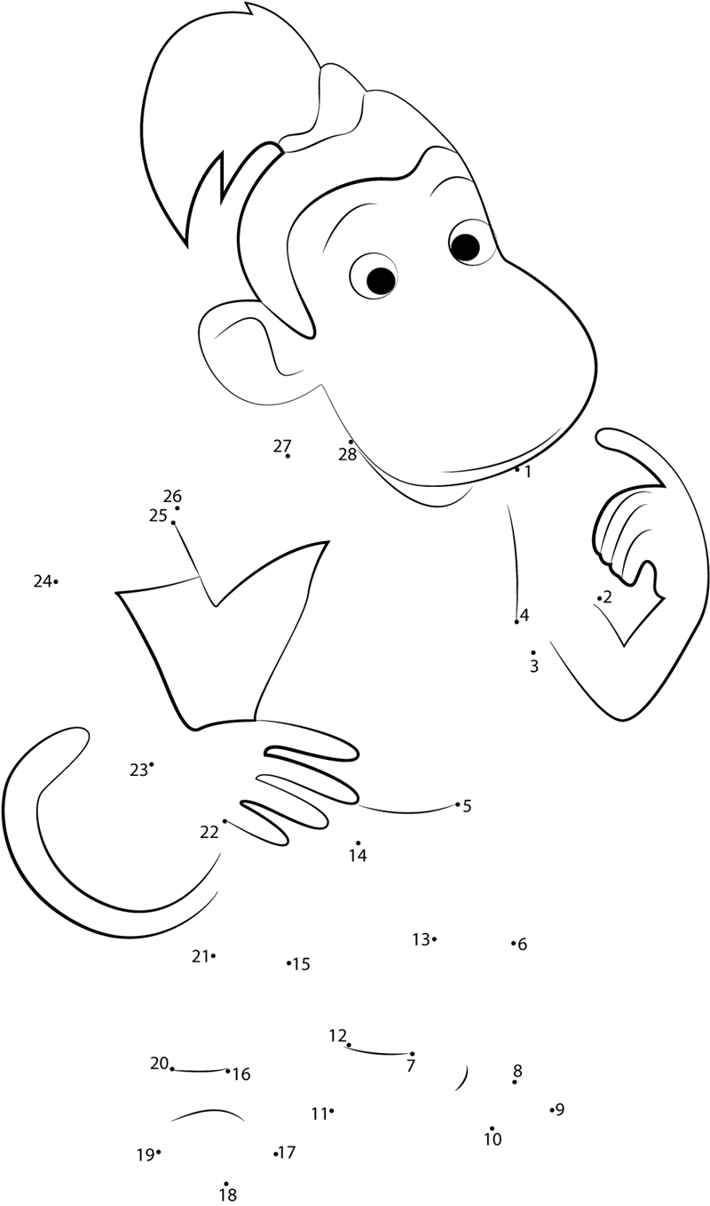 Monkey-Dot-To-Dot printable dot to dot worksheet