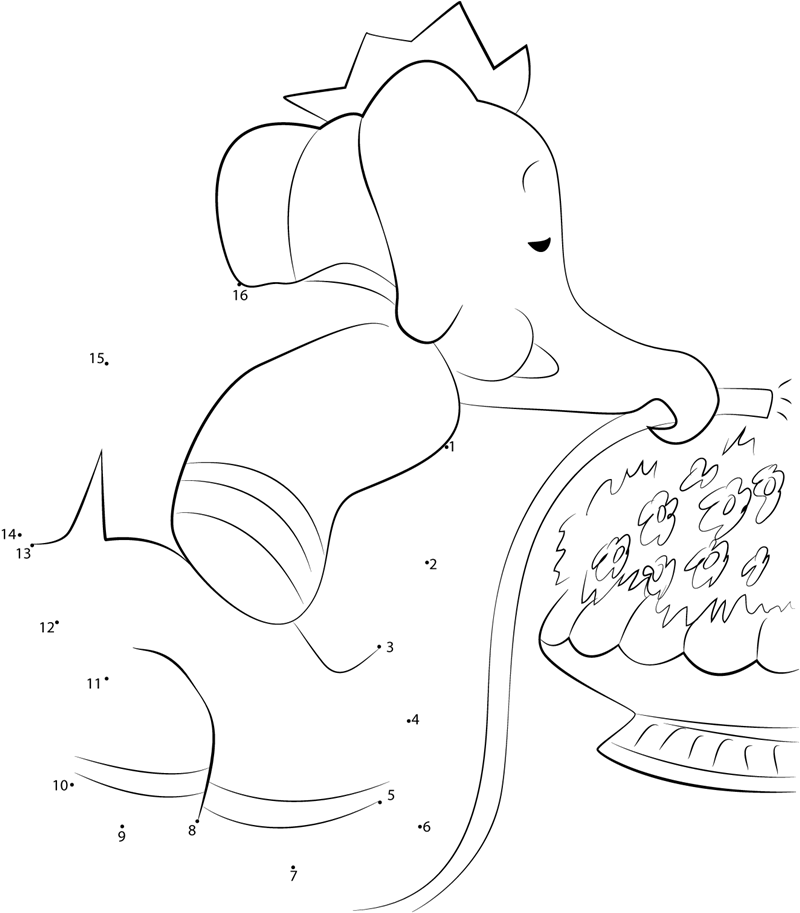 Babar-Dot-To-Dot printable dot to dot worksheet