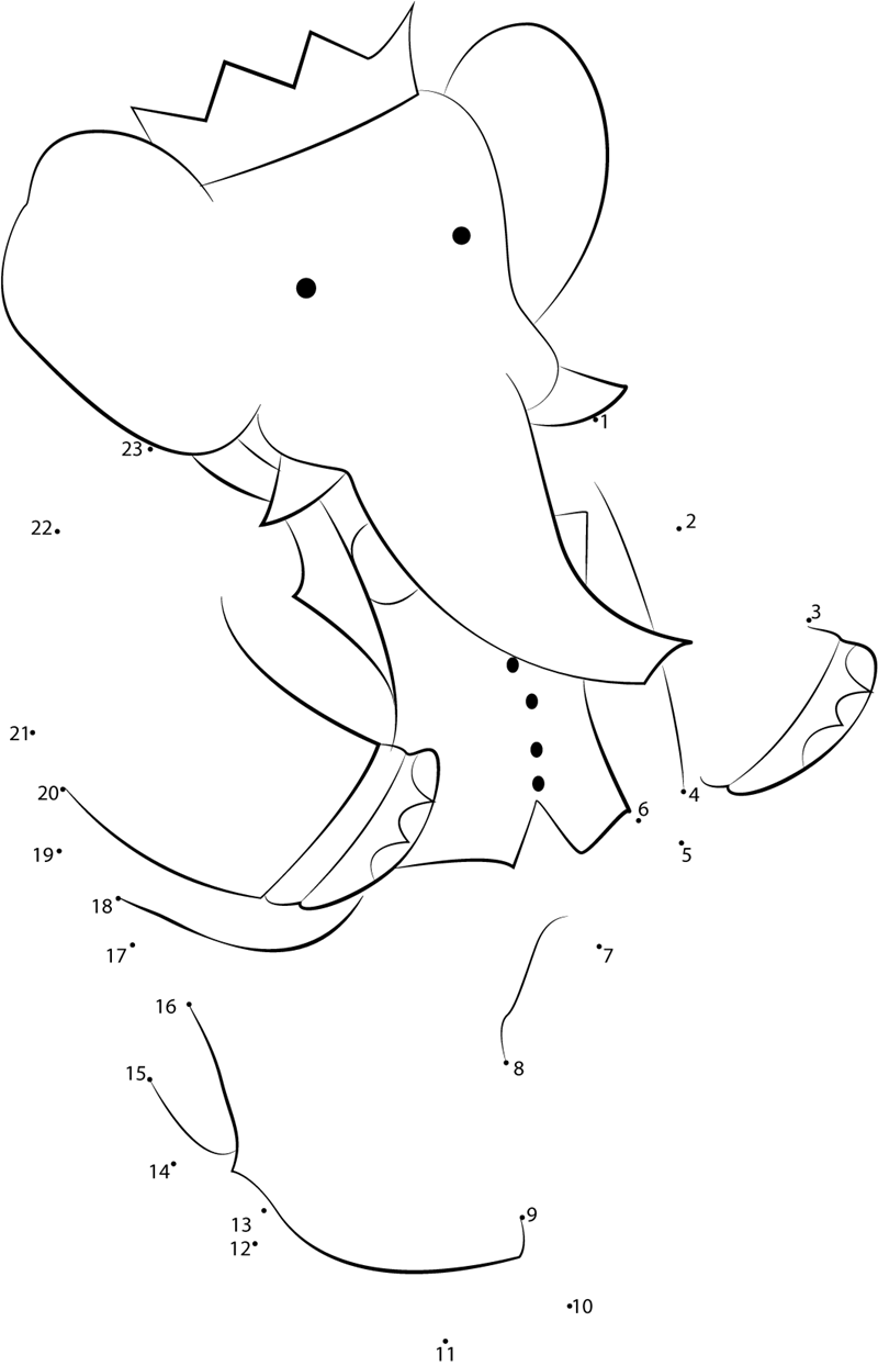 Babar-Grand-Dressed-Dot-To-Dot printable dot to dot worksheet