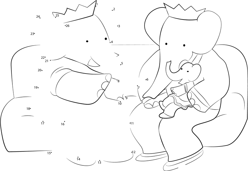 Babar-Prince-Family-Dot-To-Dot printable dot to dot worksheet