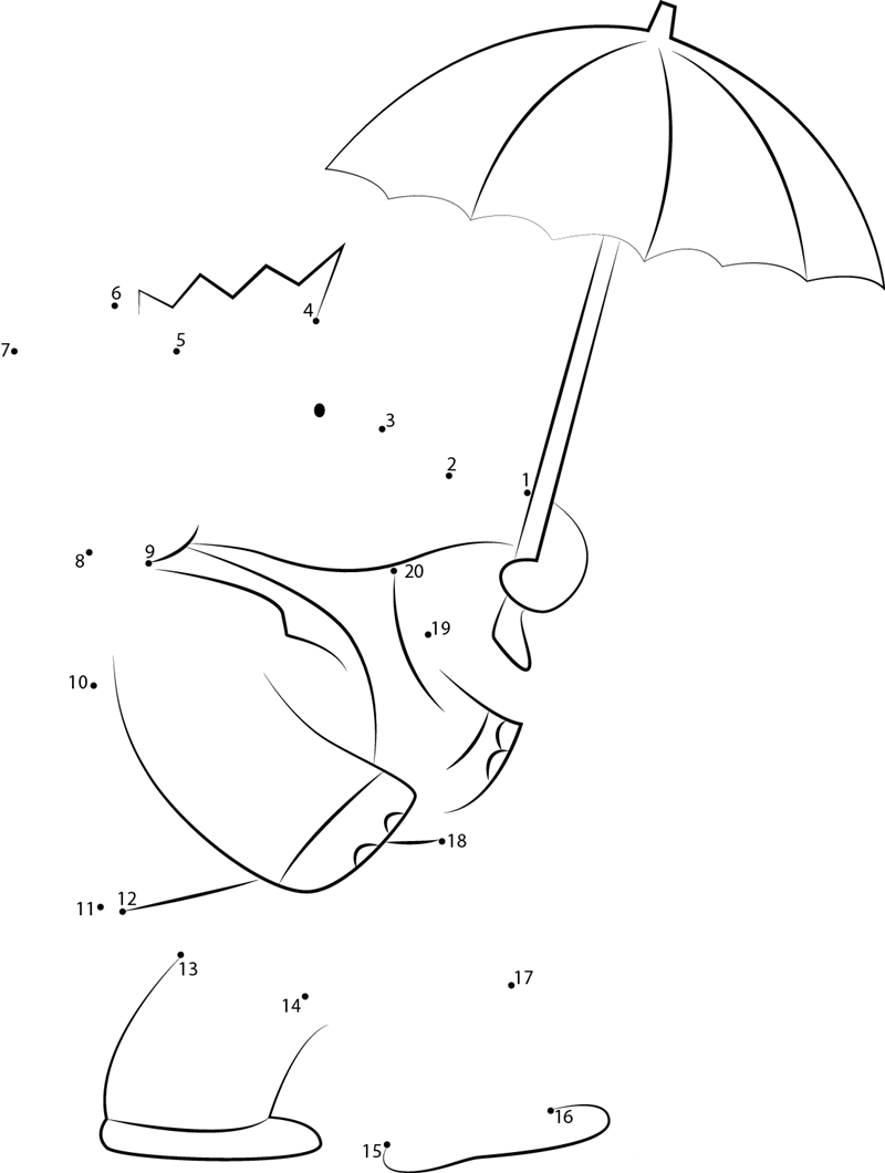 Babar With Umbrella printable dot to dot worksheet