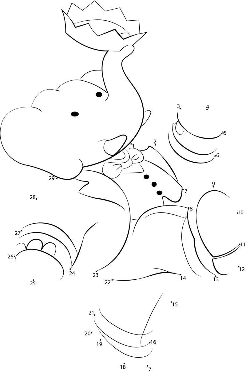 Happy-Babar-Prince-Dot-To-Dot printable dot to dot worksheet