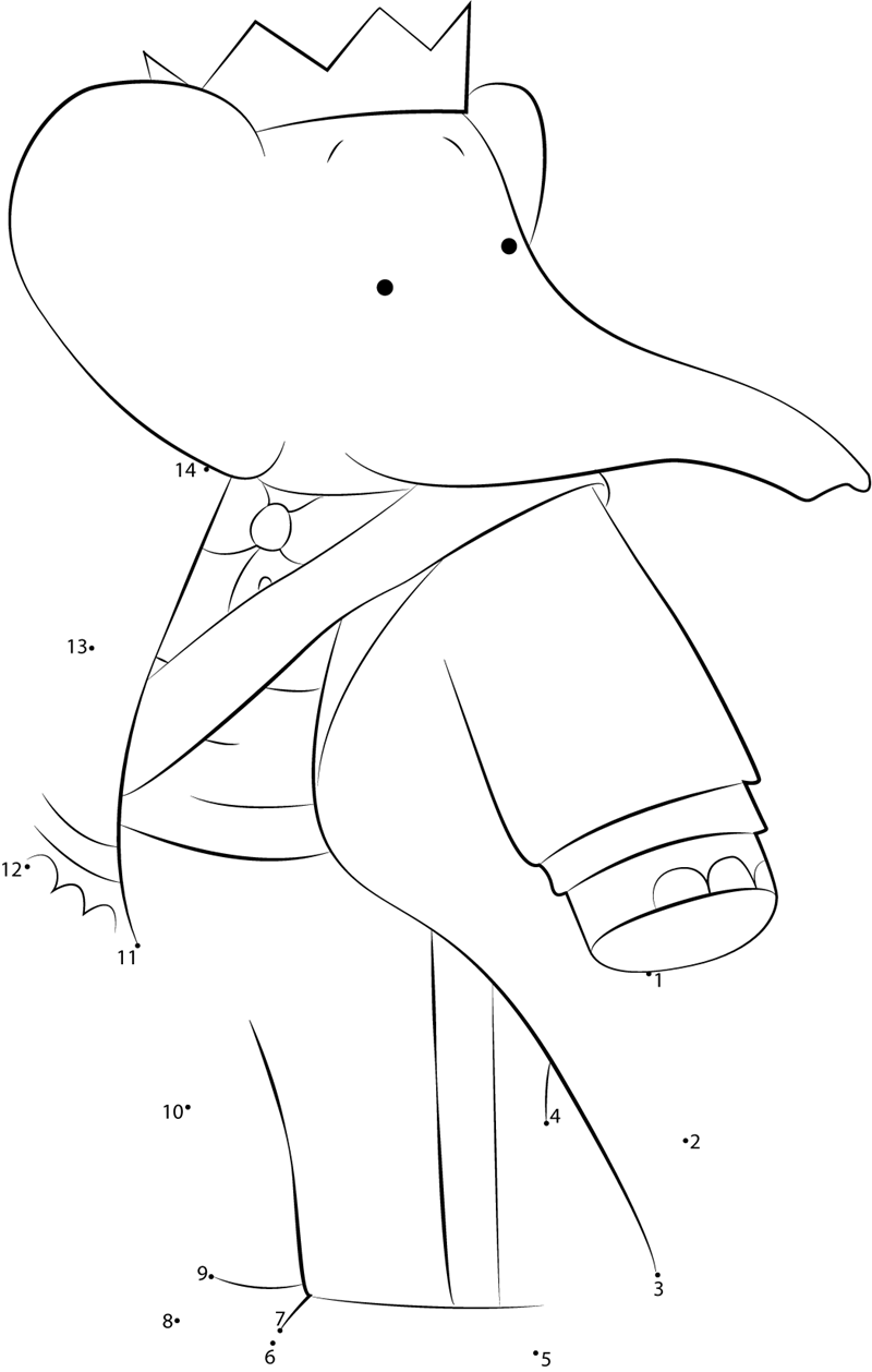 King-Babar-Look-Dot-To-Dot printable dot to dot worksheet