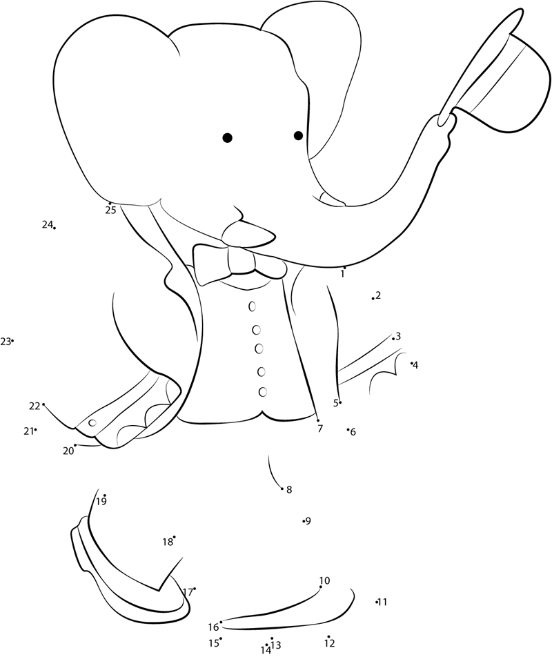 Walk-Babar-Dot-To-Dot printable dot to dot worksheet